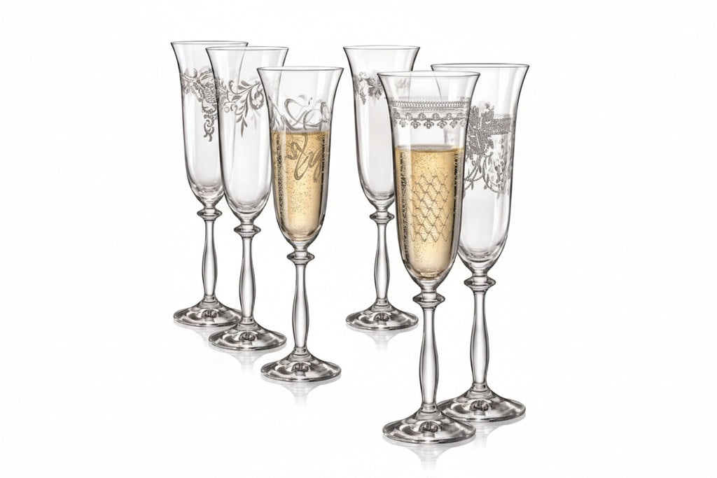 6pc Crystal Champagne Glasses Set | Lednice Chateau Gift