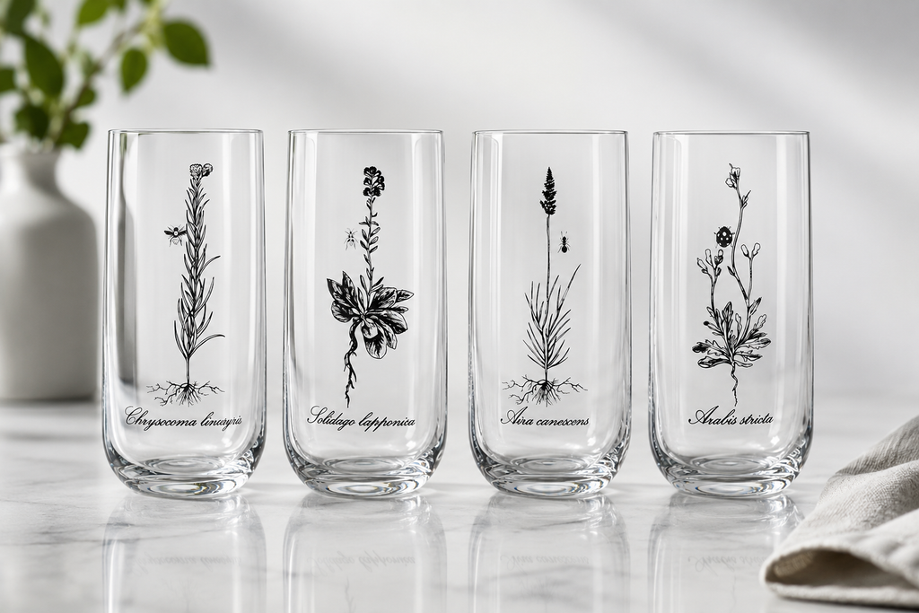 Bohemian Botanical Crystal Glass Set of 4 | Celebrate Botanical Legacy of the Bauer Brothers