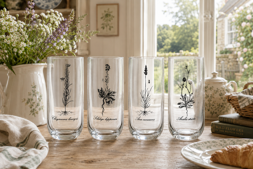Bohemian Botanical Crystal Glass Set of 4 | Celebrate Botanical Legacy of the Bauer Brothers