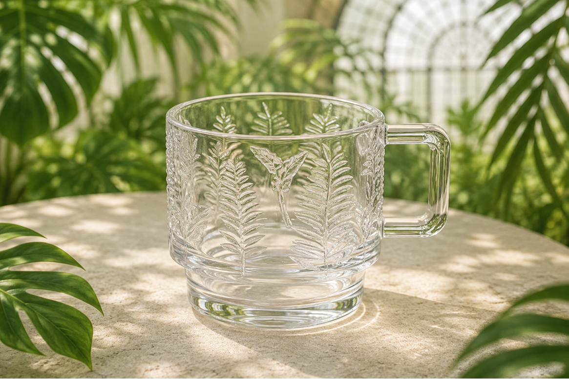 Palm House Tropical Leaves l Glass Mug 410 ml