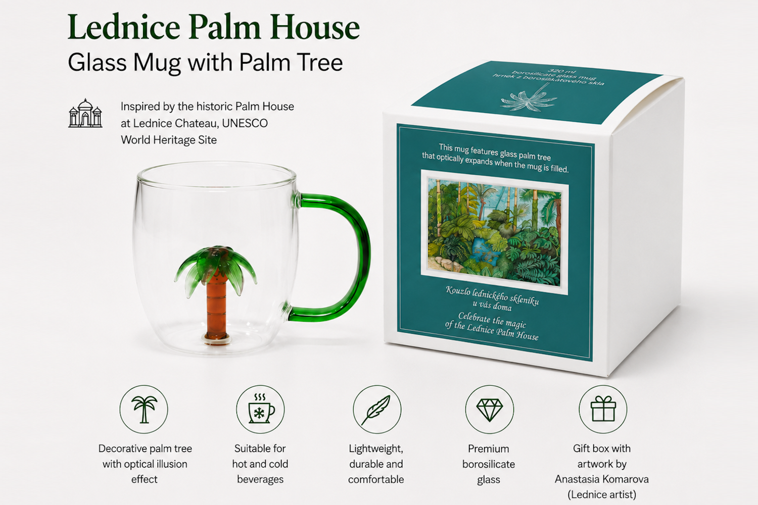 Palm House Borosilicate Glass Mug 320 ml | Lednice Castle Souvenir