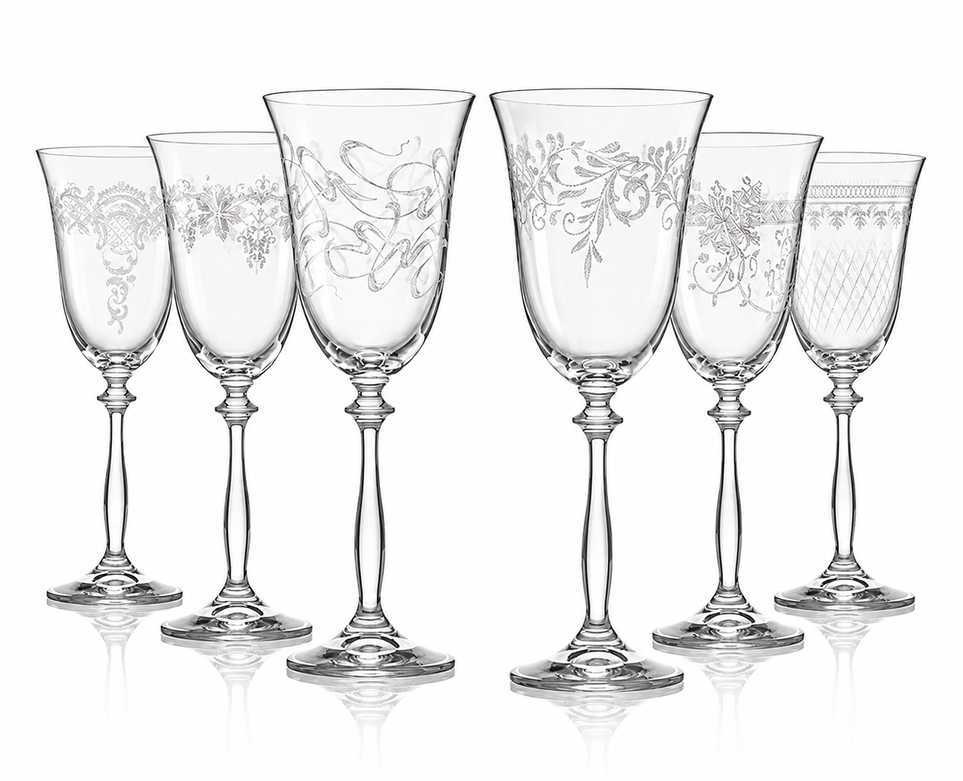 Bohemian Crystal Historic Wine Glasses Set of 6 | Lednice Chateau Gift