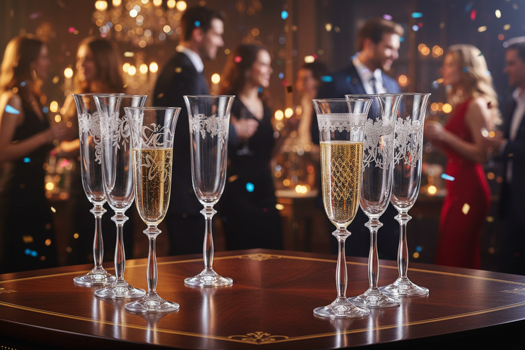 6pc Crystal Champagne Glasses Set | Lednice Chateau Gift