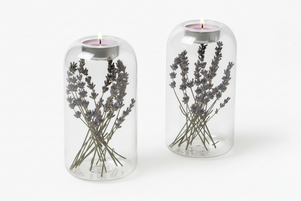 "Lednice Ambience" Lavender Glass Candleholder and Tea Light