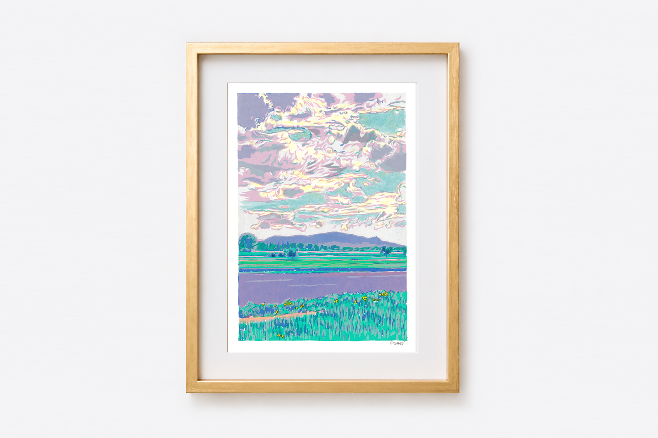 13x18 Vitali Komarov Landscape Serigraph Print – Pálava Summer | Botanical Giclée Art Print