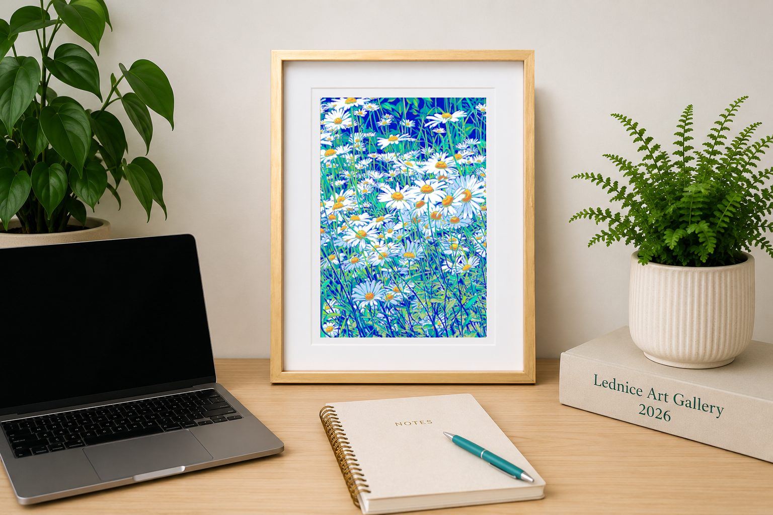 13x18 Vitali Komarov Floral Serigraph Print – Moravian Daisy | Botanical Giclée Art Print
