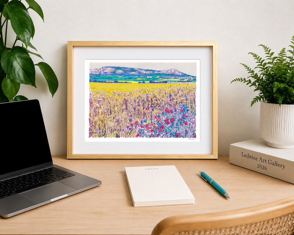 13x18 Vitali Komarov Floral Serigraph Print – Palava Hills and Poppies | Botanical Giclée Art Print
