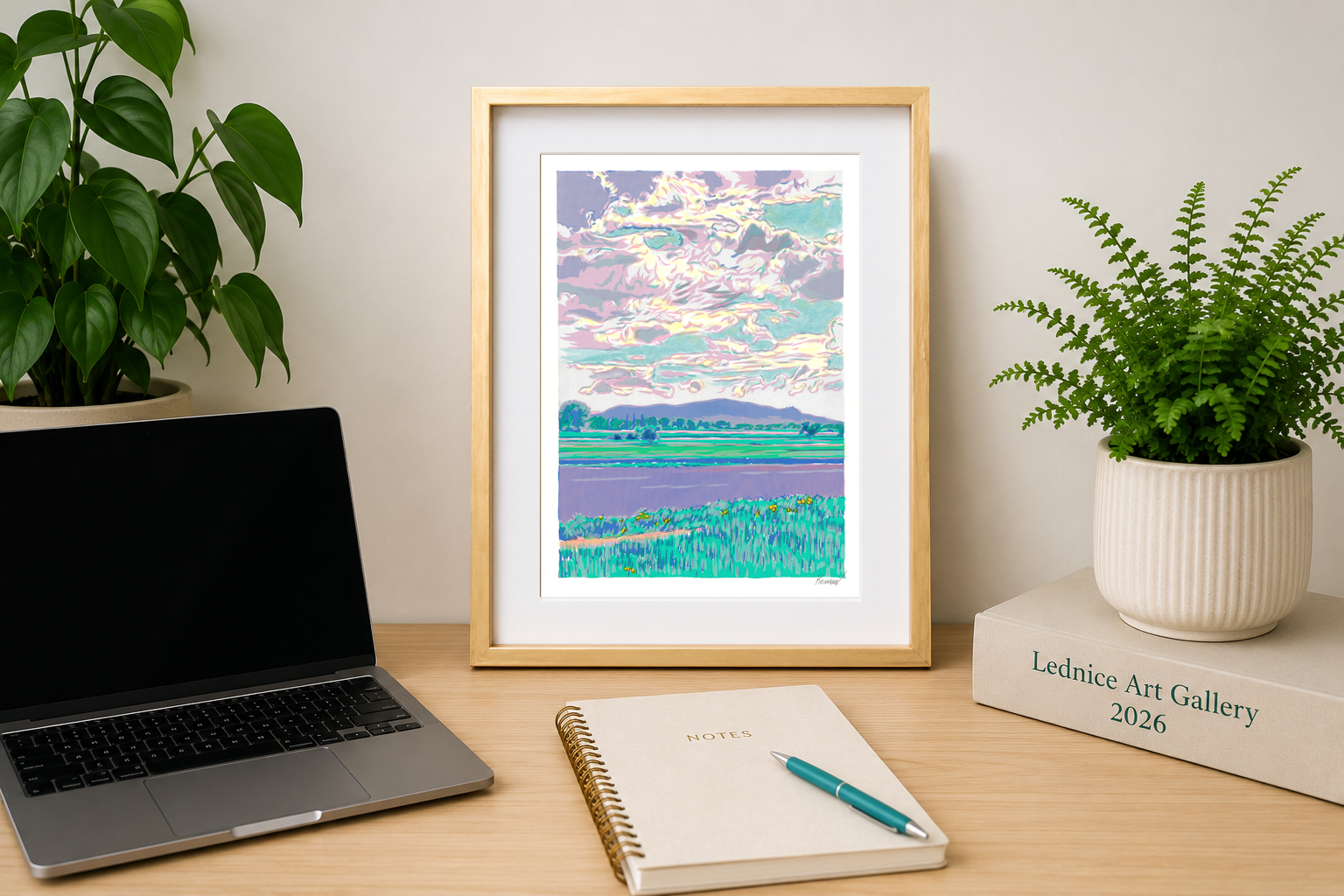 13x18 Vitali Komarov Landscape Serigraph Print – Pálava Summer | Botanical Giclée Art Print