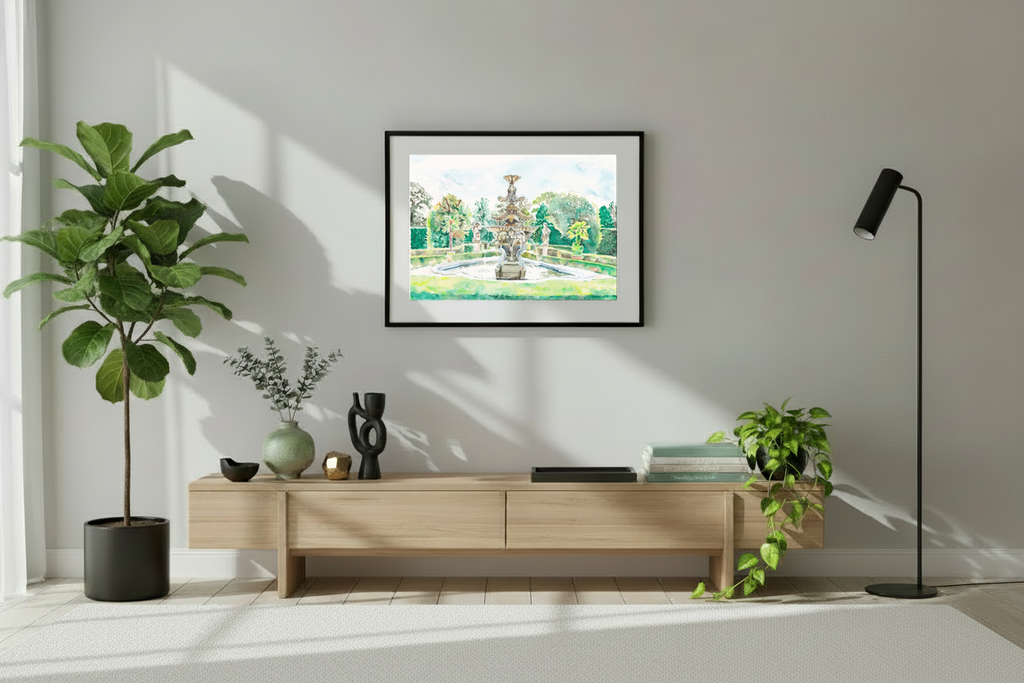 50x70 LE Print Watercolor "Lednice Venetian Fountain" | Maria Komarova Art
