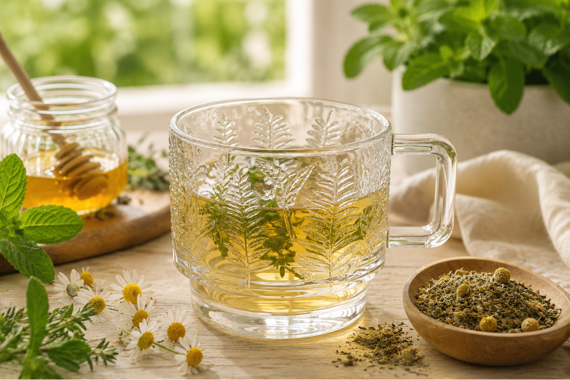 Palm House Tropical Leaves l Glass Mug 410 ml