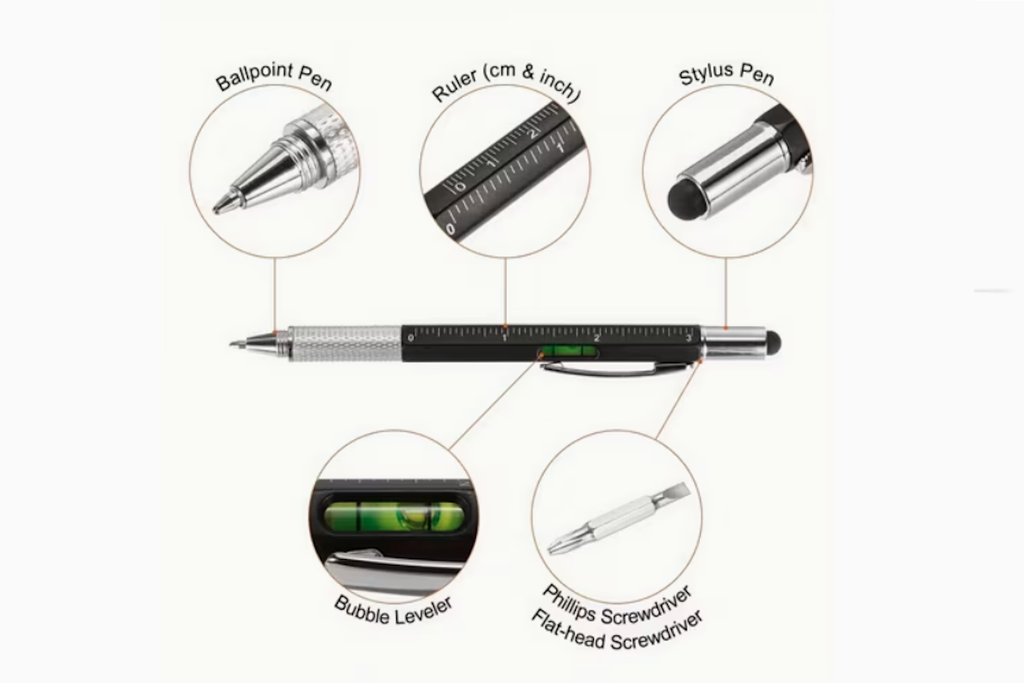 Hardtmuth Legacy Multi-Tool Pen Black | Level, Ruler & Stylus