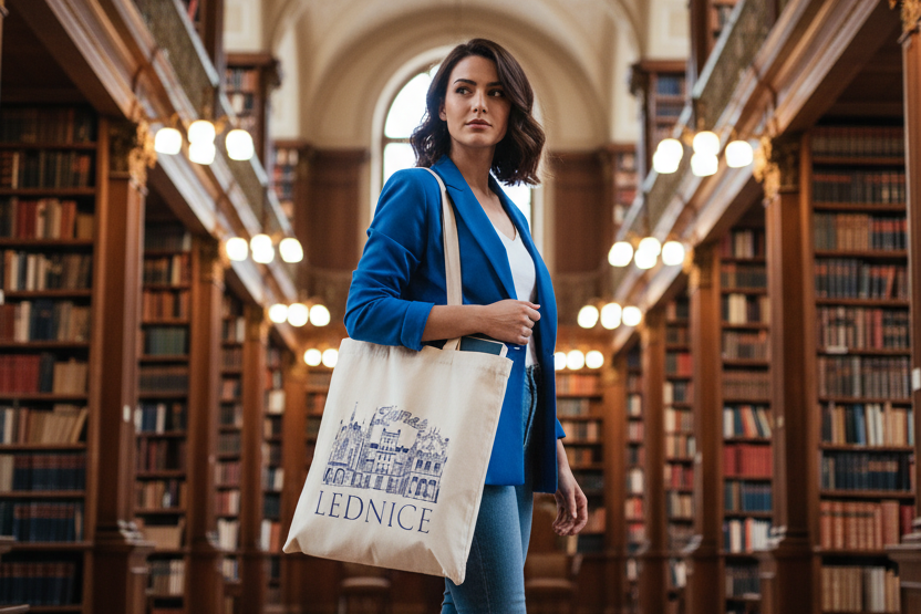 Autoren-TOTE-Tasche: Schloss Lednice (Vitali Komarov) Deep Blue