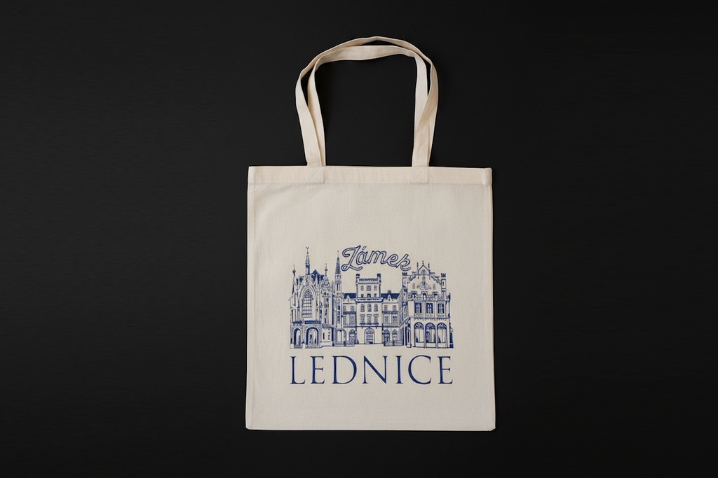 Autoren-TOTE-Tasche: Schloss Lednice (Vitali Komarov) Deep Blue