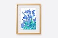 13x18 Vitali Komarov Floral Serigraph Print – Lednice Blue Iris | Botanical Giclée Art Print