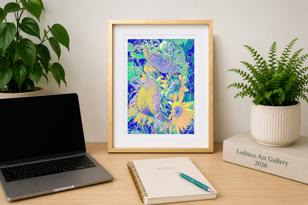 13x18 Vitali Komarov Floral Serigraph Print – Sunflowers | Botanical Giclée Art Print