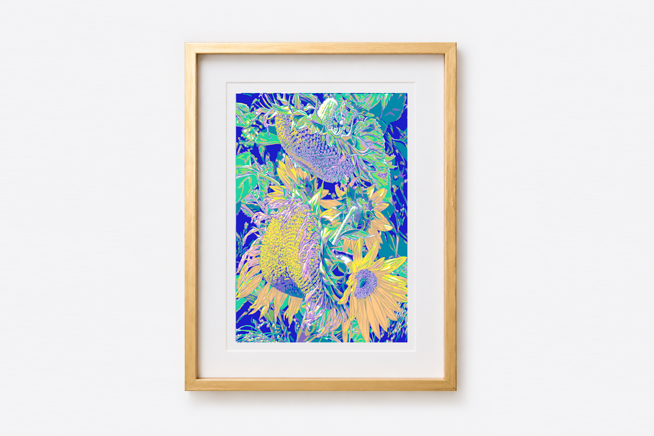 13x18 Vitali Komarov Floral Serigraph Print – Sunflowers | Botanical Giclée Art Print